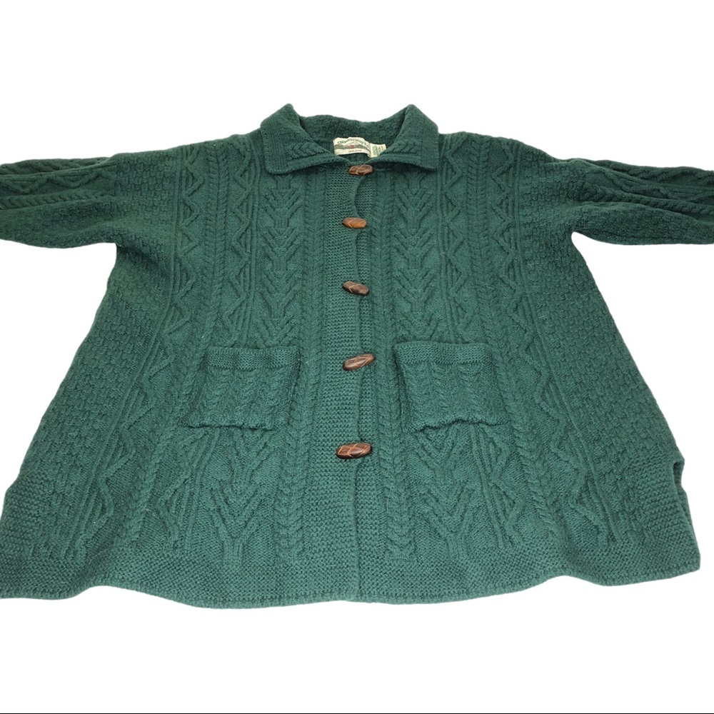 Aran Crafts Button-Down Patchwork Cardigan Coatig… - image 7